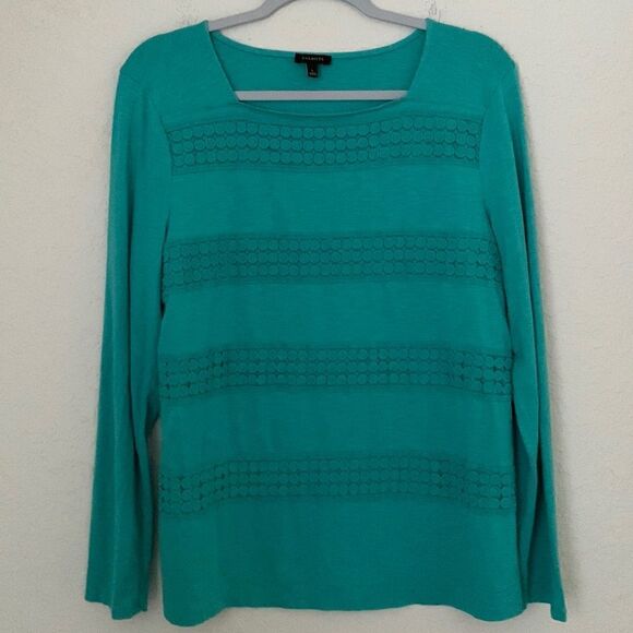 Talbots Long Sleeve Green Top Size L - Picture 1 of 8